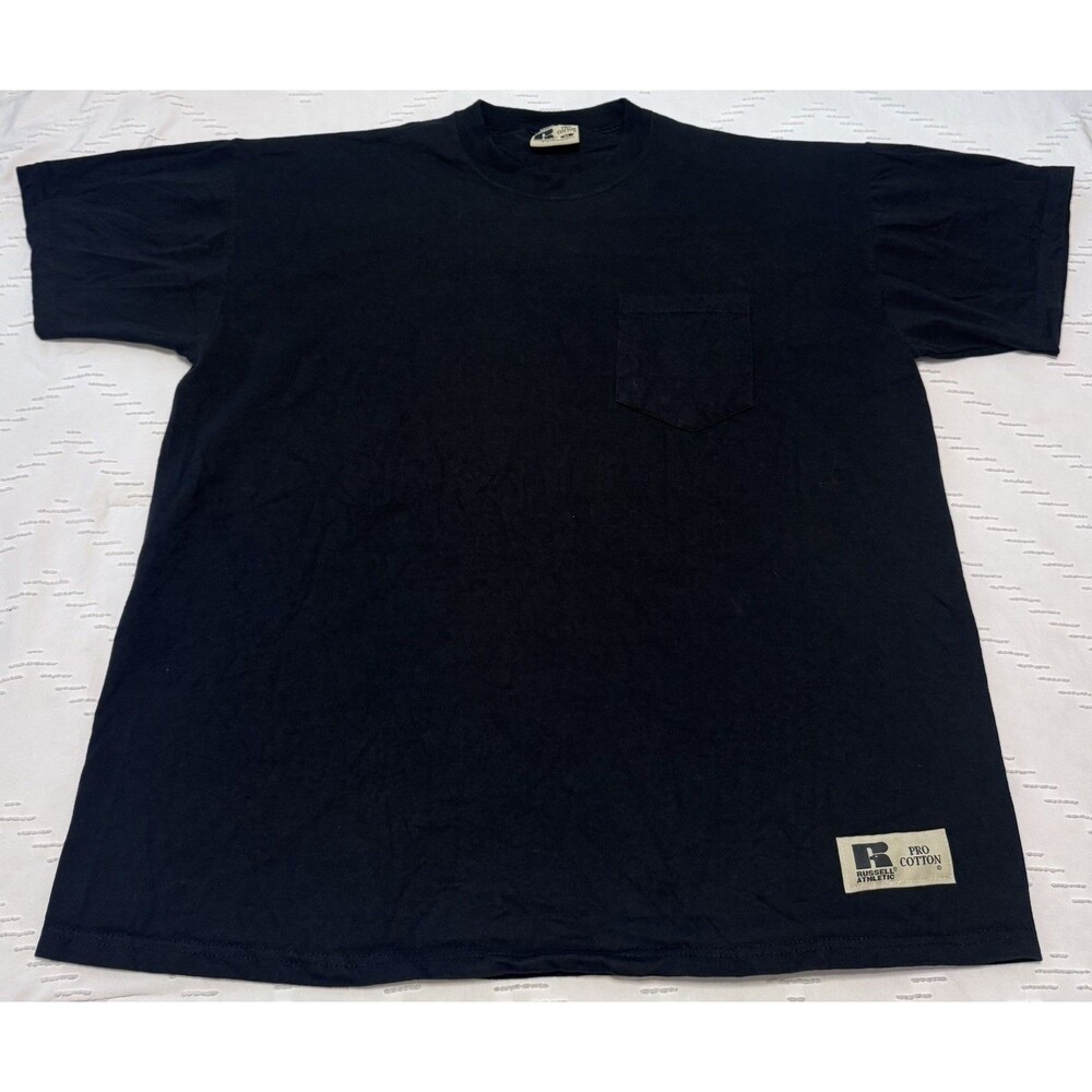 Russell Athletic T-Shirt Mens Size XL Black Pro Cotton Short Sleeve Blank USA